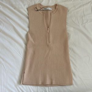 Zara beige knitted vest top